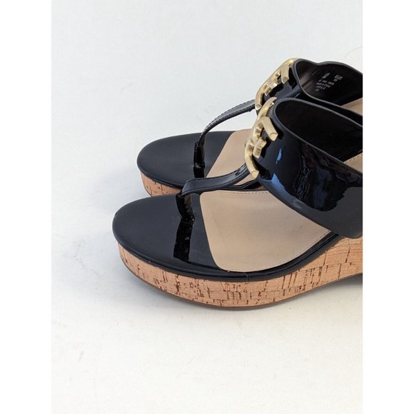 Sam Edelman Yardlie Black Patent Leather Wedge Platform Sandals Size 8 - Picture 3 of 13